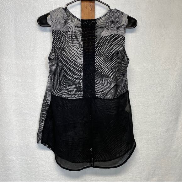 Daniel Rainn Gray & Black Abstract Print Lace Sleeveless Blouse Size S - Picture 4 of 9